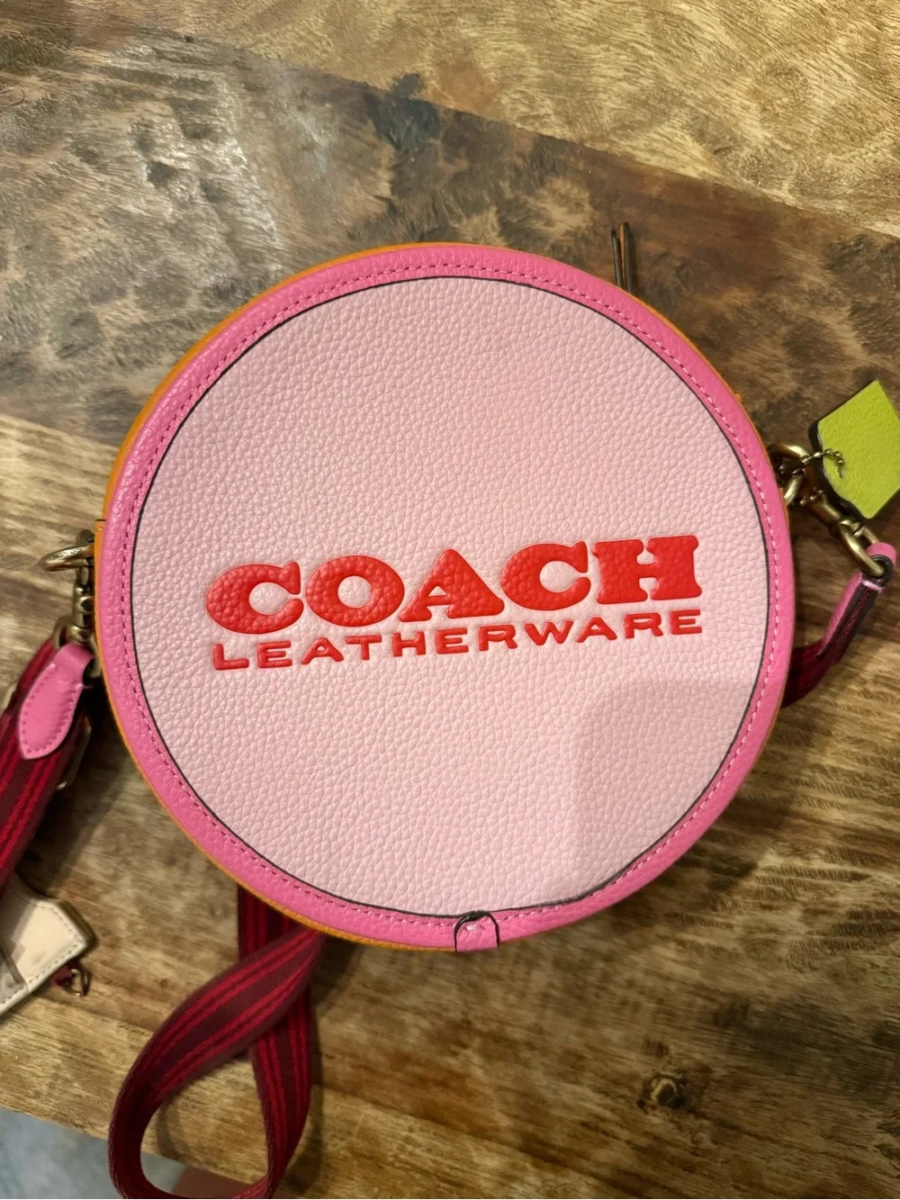 COACH Pink Round Crossbody with Multicolor Trim